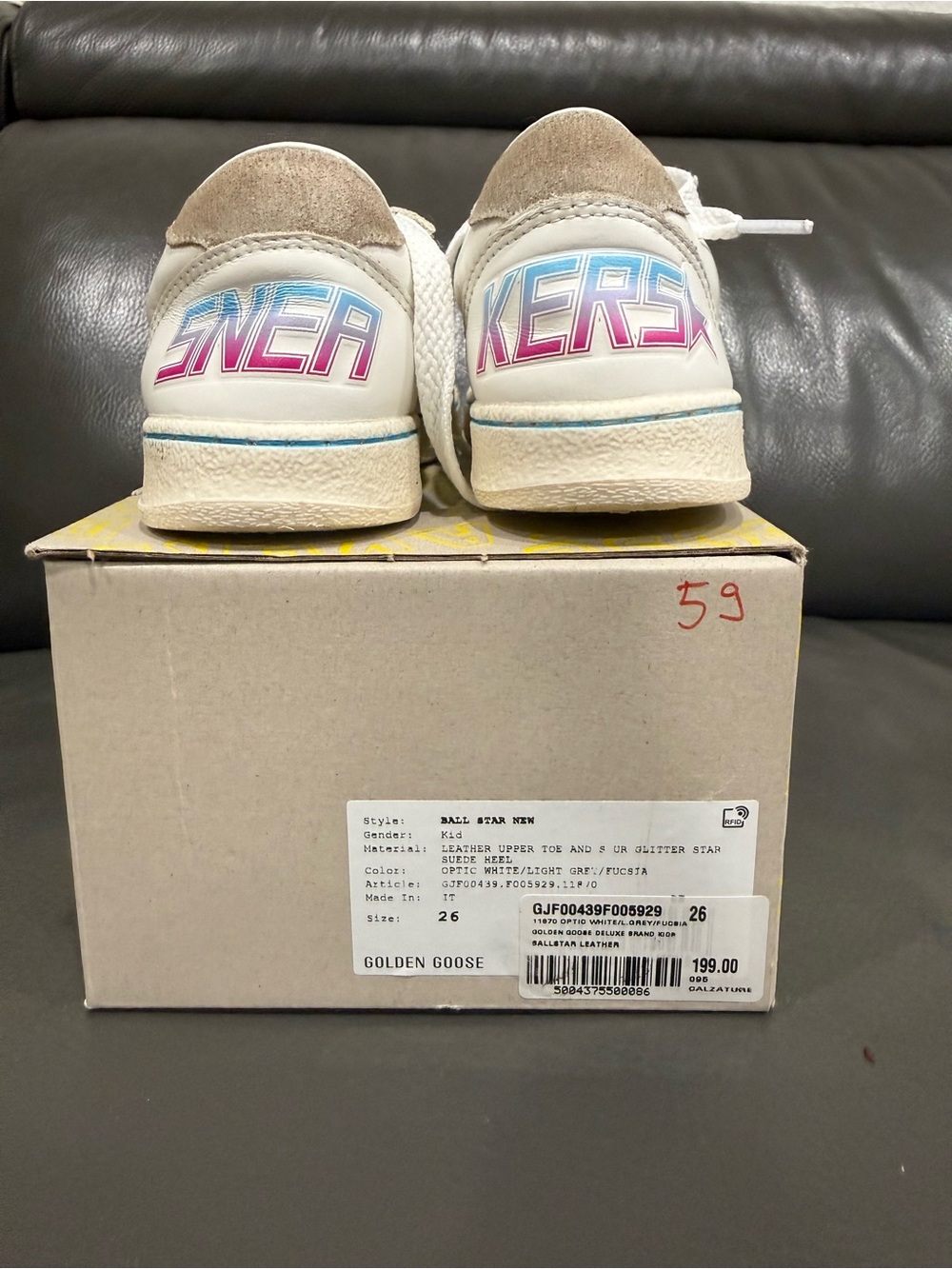 Golden Goose Kids White Sneakers with Pink Star Accent - Picture 6 of 8
